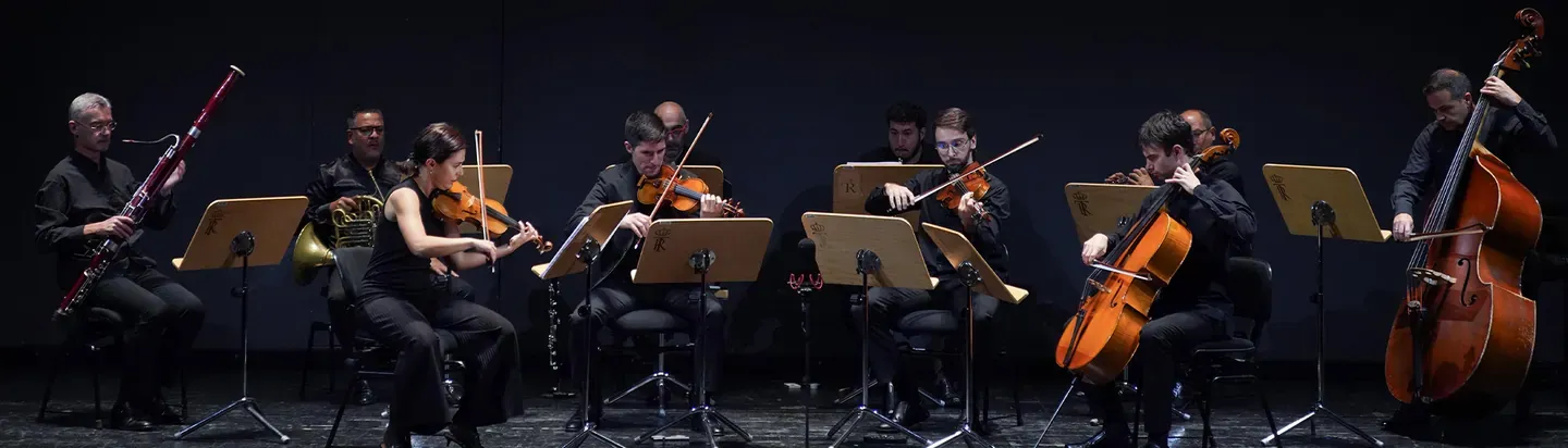 Conjunto de cámara reunido en el escenario
