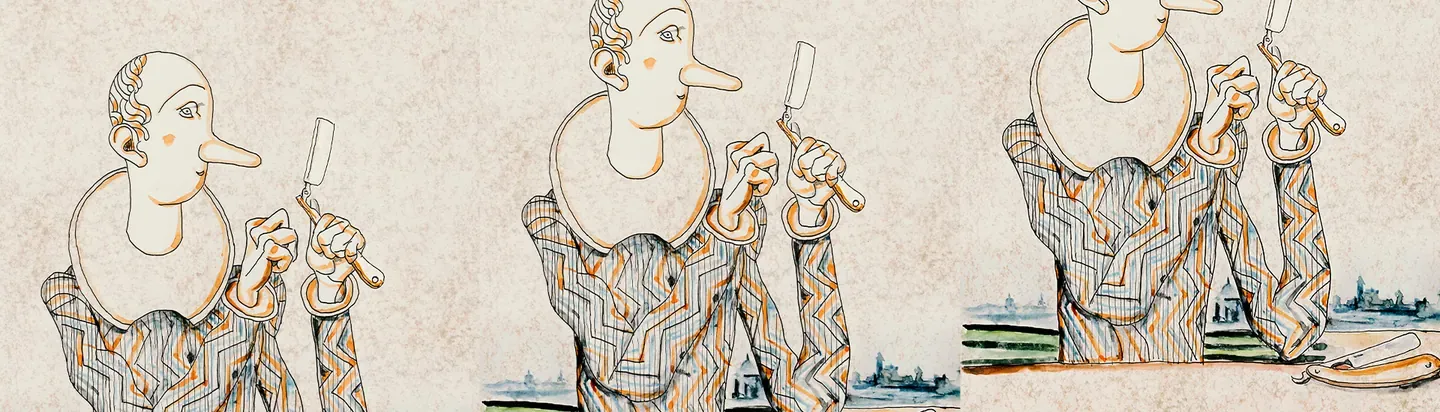 Ilustración de tres personajes de El barbero de Sevilla