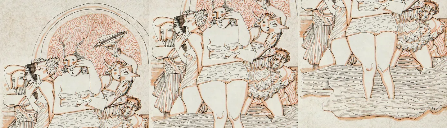 Ilustración de una escena colectiva de La Gioconda