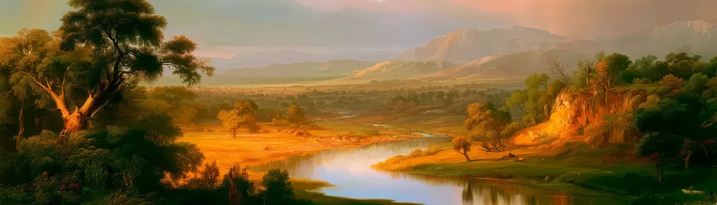 Paisaje pintado con montañas y cielo para la Novena de Beethoven