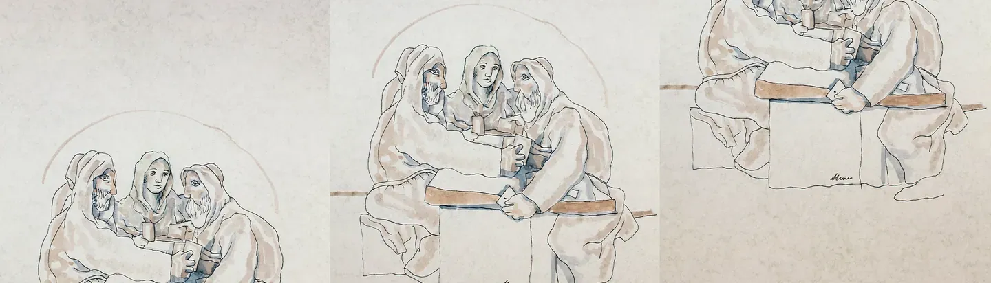 Ilustración de varias figuras en escena para Simon Boccanegra