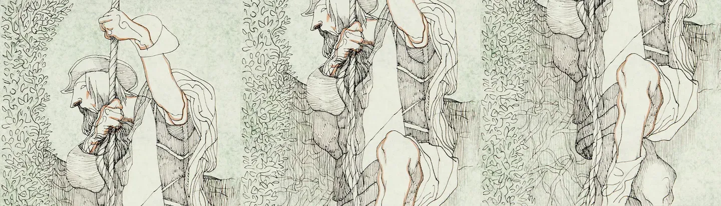 Ilustración de personajes en tonos claros para Tannhäuser